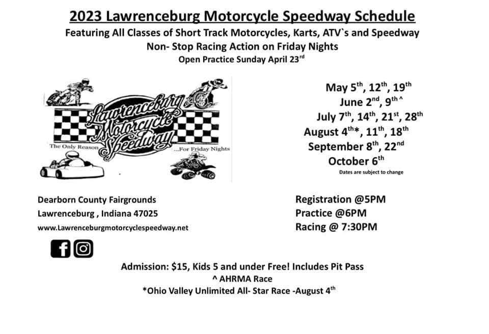 Lawrenceburg Flat Track Racing Schedule